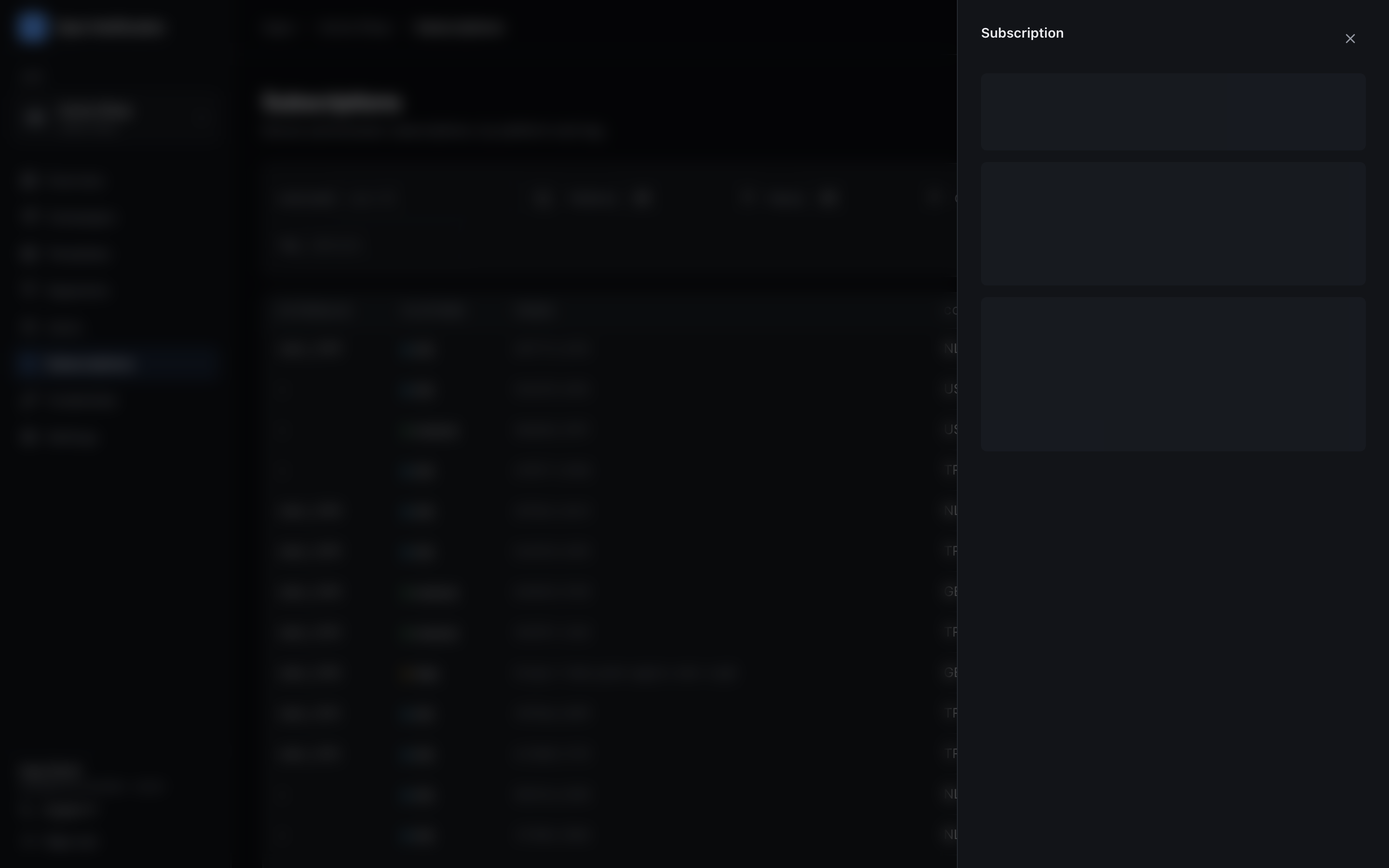 Subscription panel