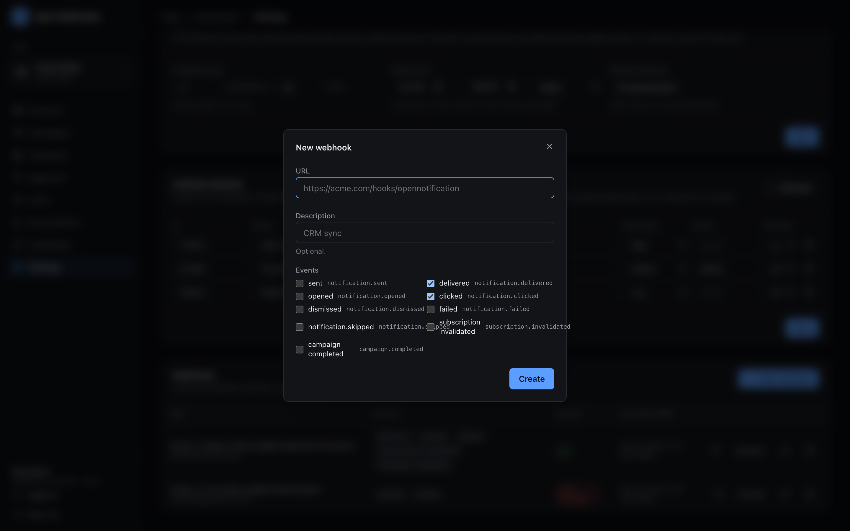 Webhook ekle diyaloğu